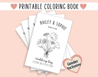 LGBTQ Wedding Coloring Book Kids Activity Personalized Gay Wedding Favor (digital download)