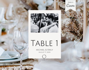 Printable Wedding Table Numbers Wedding Templates Modern Table Numbers Signs Photo Table Number Editable Wedding Table Number Sign Cards