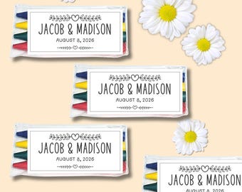 Personalized Wedding Crayon Pack Favors: Custom Kids Table Activity Rehearsal Dinner