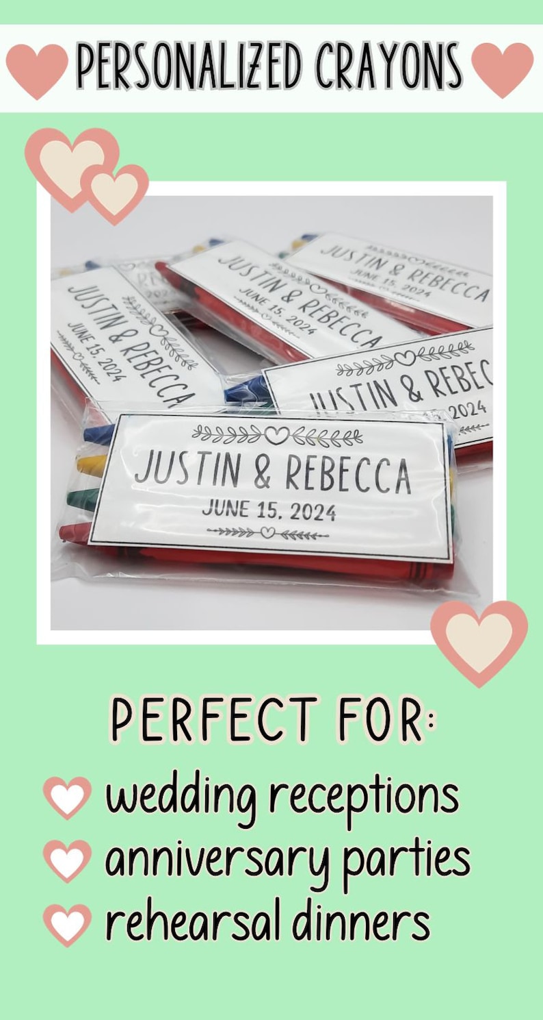 Custom Crayon Kids Table Wedding Party Favors Personalized Wedding Favor Wedding Coloring Wedding Kids Favor Wedding Activity Reception Game 画像 13