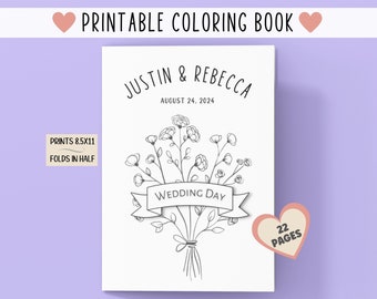 Personalized Wedding Activity Book: Kids Coloring Pages (Printable Digital Download)