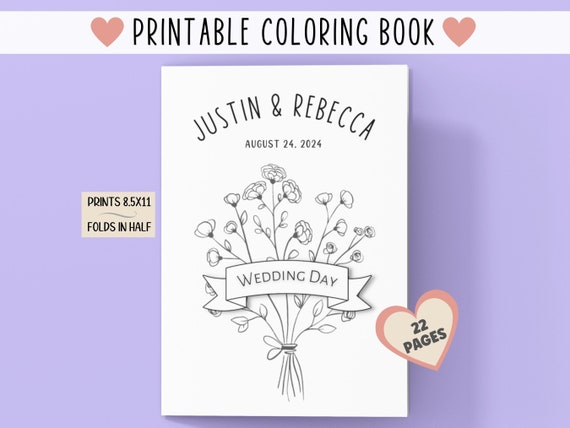 Personalized Wedding Activity Book: Kids Coloring Pages (Printable Digital Download)