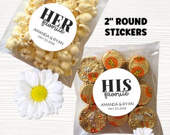 Personalized Wedding His Favorite Her Favorite Stickers | Custom Favor Labels and Bags Reception Party