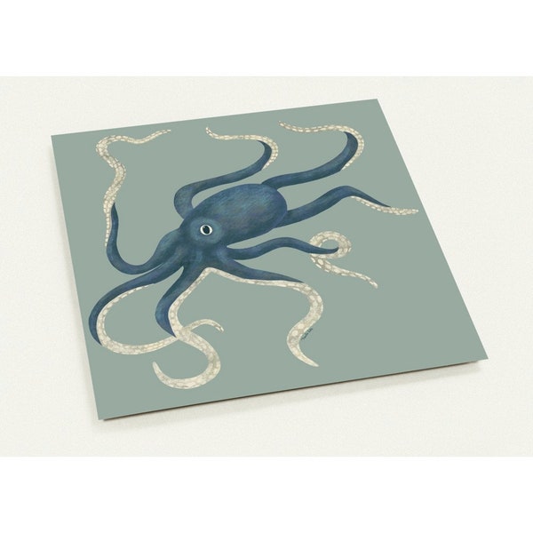 Blue Octopus Pack of 10 cards- designed by PauwieArtStudio