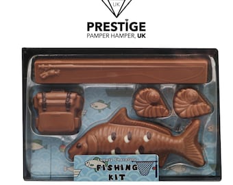 Kit de pêche au chocolat cadeau, cadeau pêche chocolat au lait et blanc belge, cadeau pêcheur, cadeau pêcheur pour papa, chocolat fête des pères
