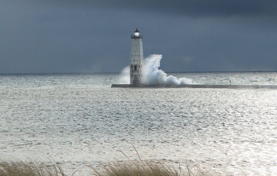 Frankfort Lighthouse on a Blustery Day
