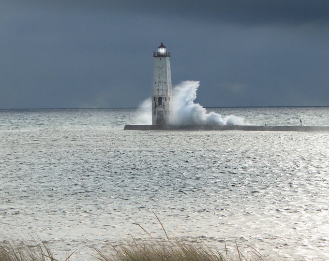 Frankfort Lighthouse on a Blustery Day