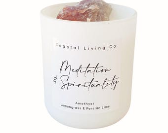 Candela di cristallo all'ametista per meditazione e spiritualità