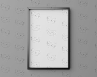 Modern Black Frame Mockup, Neutral Wall, Styled Mockup (PNG, PSD)