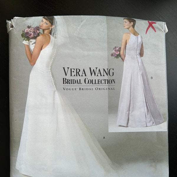 Vogue Bridal Pattern #2118 VERA WANG Wedding Dress Guide Sizes 6-8-10 UNCUT