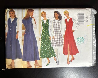 Butterick 4631 Sewing Pattern Jumper Dress Shirt Western Denim Modest XS S M UNCUT