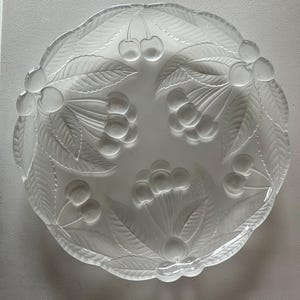 Mikasa Crystal Vintage Serving Plate Buffet Platter 12Inches Round with Cherries Frosted Glass