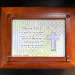 Boîte de prière de baptême pour garçon, cadeau de baptême parrains et parrains avec cartes Remember When en bois massif, neuves avec emballage d'origine