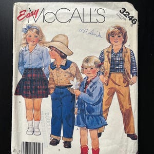 McCall&#39;s #3246 Sewing Pattern for Children&#39;s Jacket, Vest, Shirt, Skirt and Pants Size 4 CUT