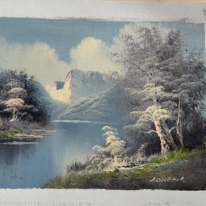 森 川 絵画 風景 オリジナルアート ヴィンテージ 自然 水景