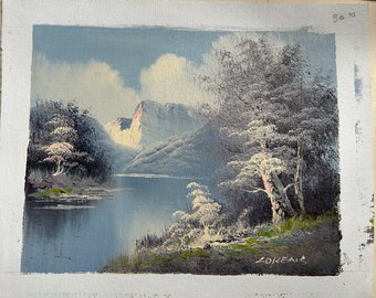 Vintage H. Wilson Oil on Canvas Painting - Winter Landscape Scene Signed Original