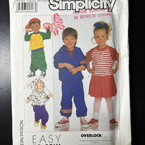Simplicity 9324 Sewing Pattern Child's Knit Pull on Pants