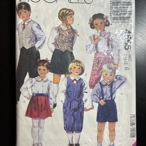 McCall's Sewing Pattern 4565 Children's Size 6 Vest, Skirt, Pants, Shorts