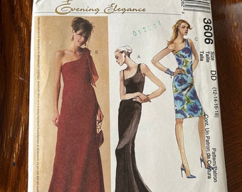 McCall&#39;s Evening Elegance Vintage Dress Pattern (3606) Size DD (12-14-16-18) UNCUT