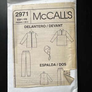 McCalls #2971 Fleece Jacket Shirt Hat Pants Vest Set Size Unknown All Complete UNCUT