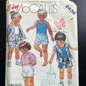 Vintage McCalls 2436 UNCUT Kleinkind Shirt Kurzes Outfit Schnittmuster Craft 3