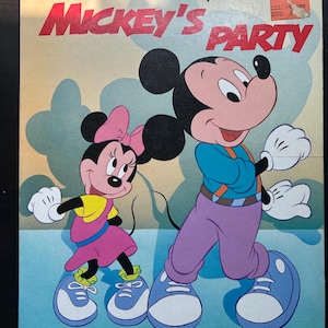 Vintage 1989&#39;s Walt Disney Board Book Mickey&#39;s Party Hardcover