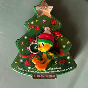 Custodia vintage a forma di albero Russell Stover con portachiavi originale allegato Tweety Bird Nostalgic Empty Case
