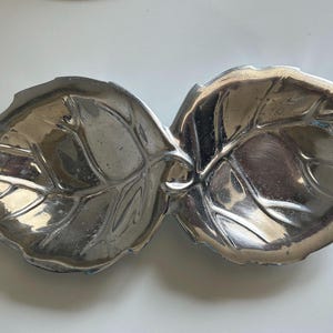 Stunning Detailed Silver Embossed Double Leaf Trinket Dish