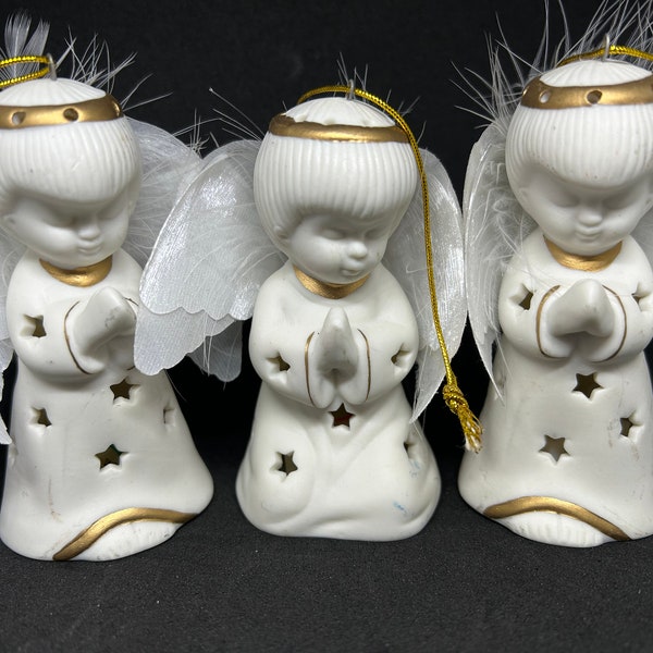 Baby Angels Set of 3 ornaments figurines light up multicoloured