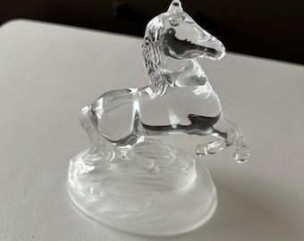 Upright Horse Lead Crystal Horse Figurine with Frosted Base