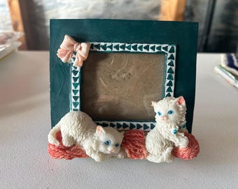 Vintage Small Photo Frame with White Persian Kittens