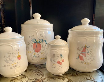 Absolutely Delightful International China Marmalade Canister Set ~ Includes 4 Various Sized Canisters and 4 Canister Lids