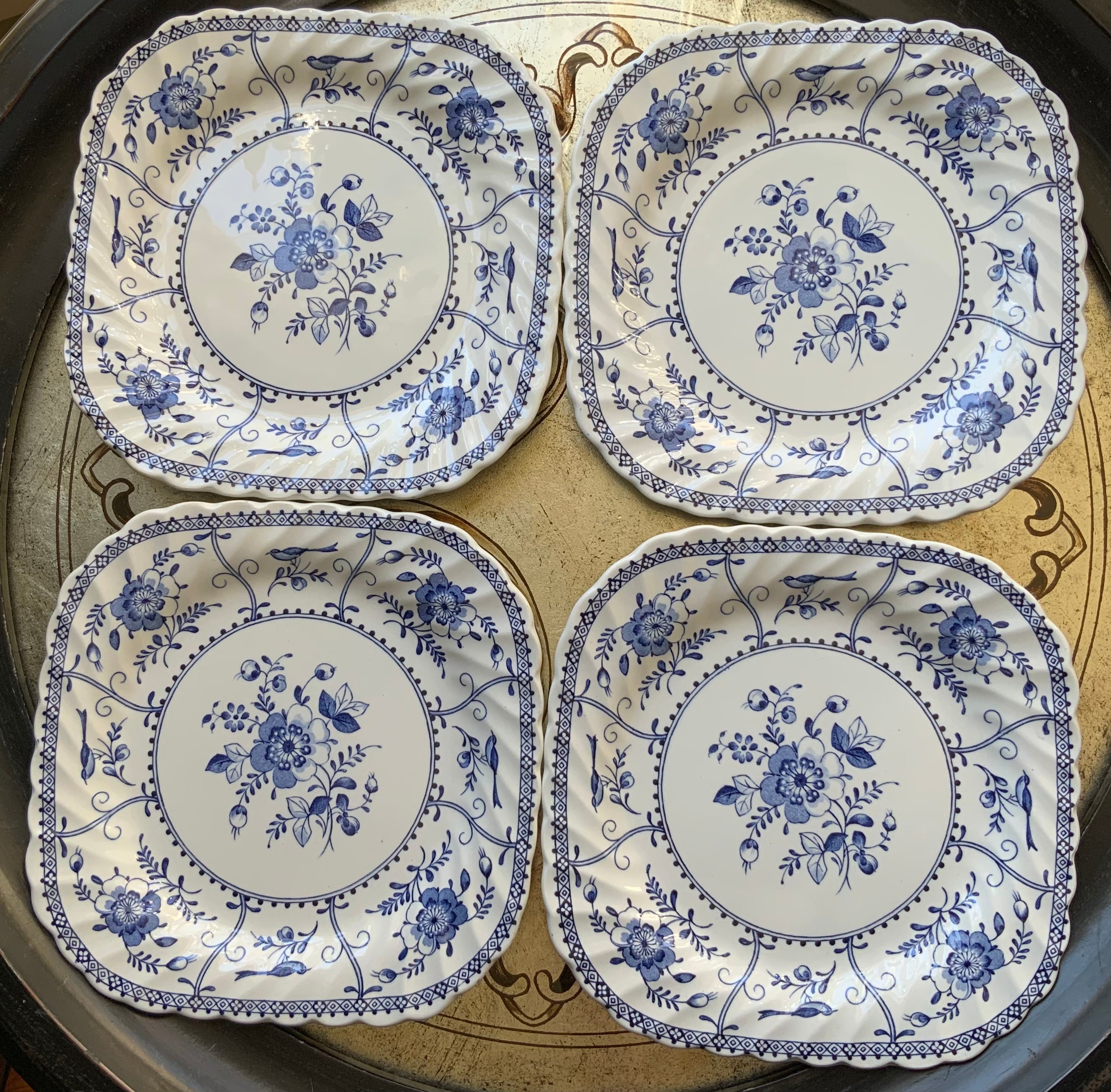 Desirable Johnson Brothers Indies Blue Dessert Plates Indies Etsy