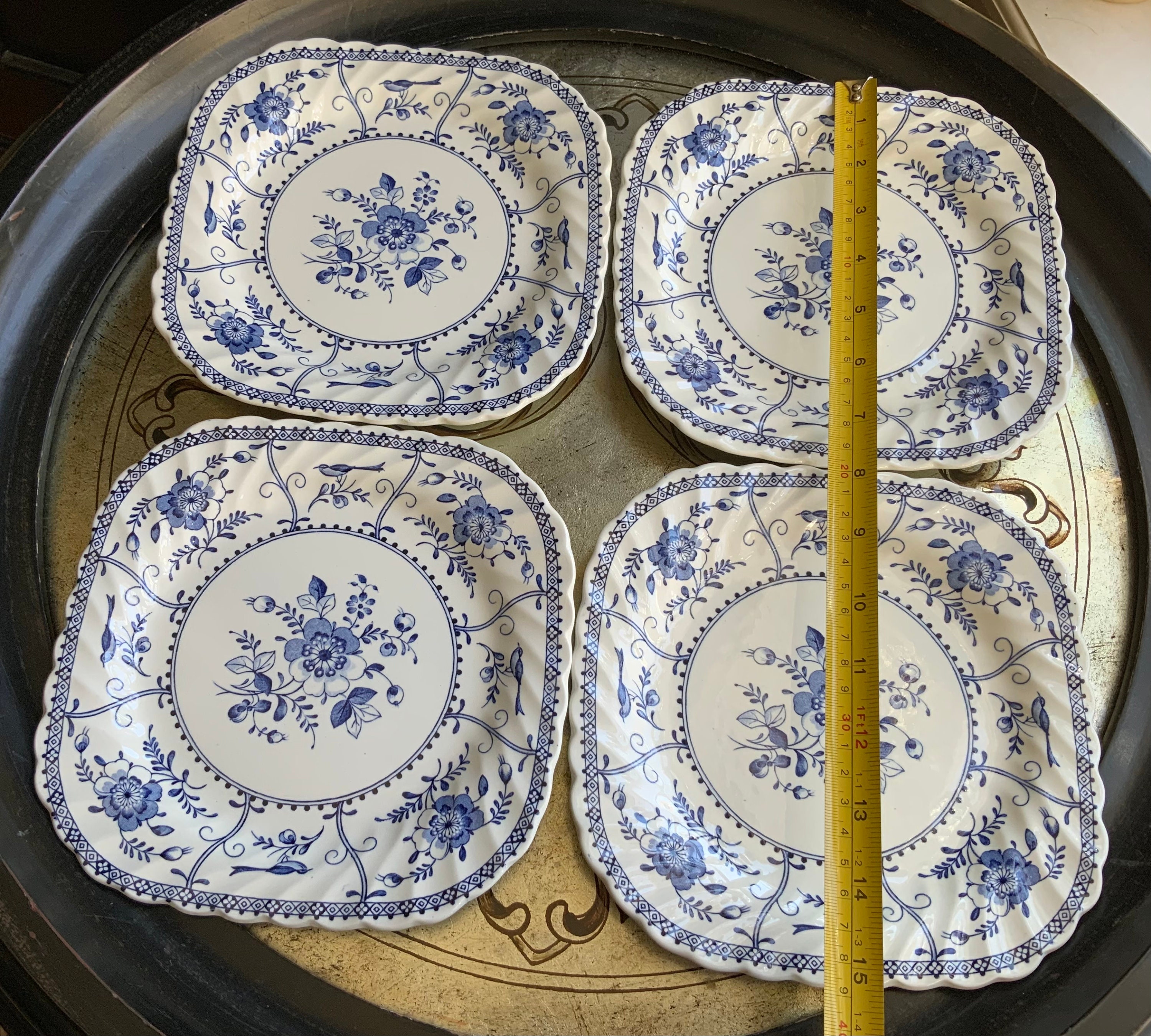 Desirable Johnson Brothers Indies Blue Dessert Plates Indies Etsy