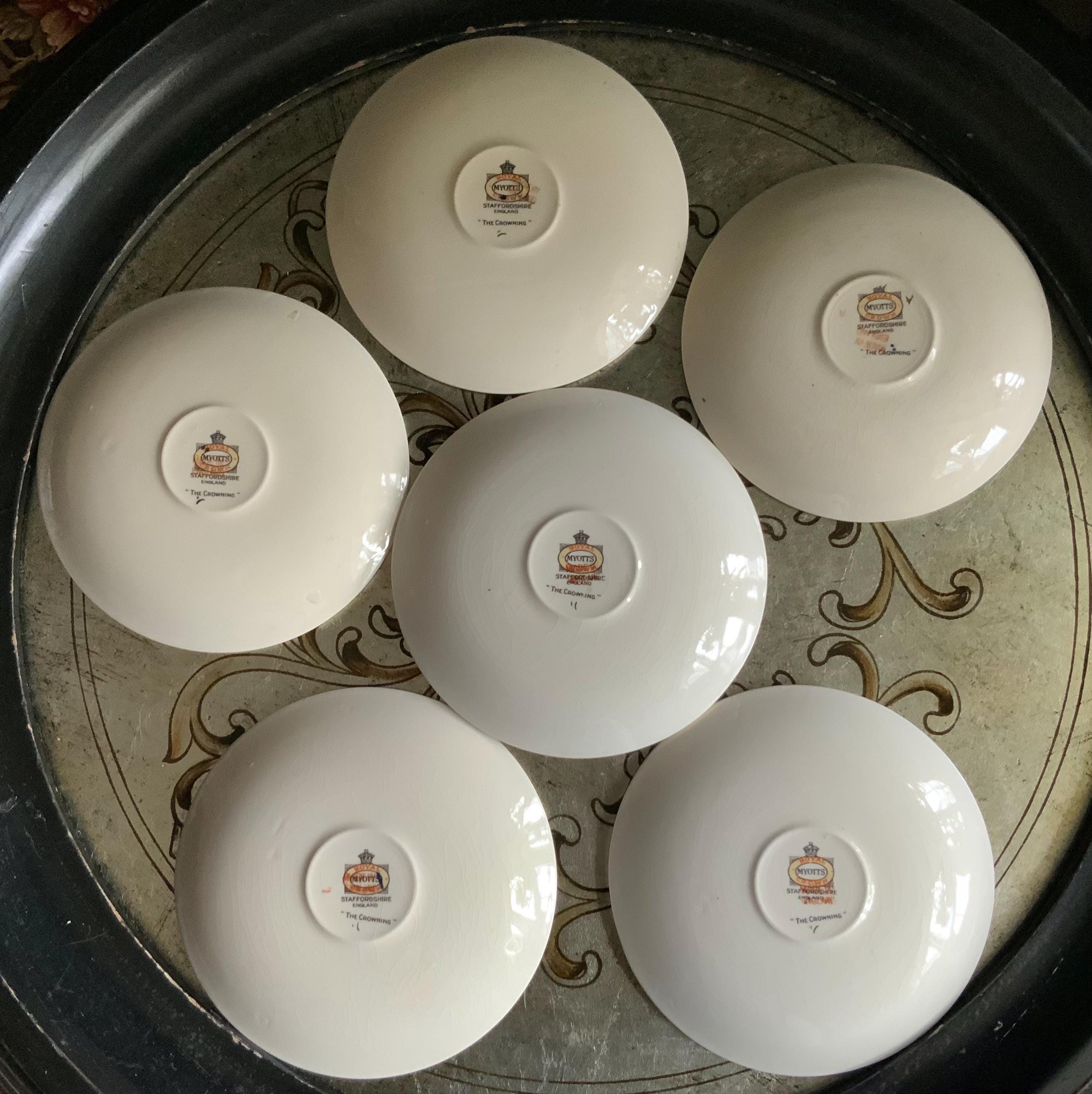 Very Hard to Find Set of 6 Myott Royal Crown the Crowning