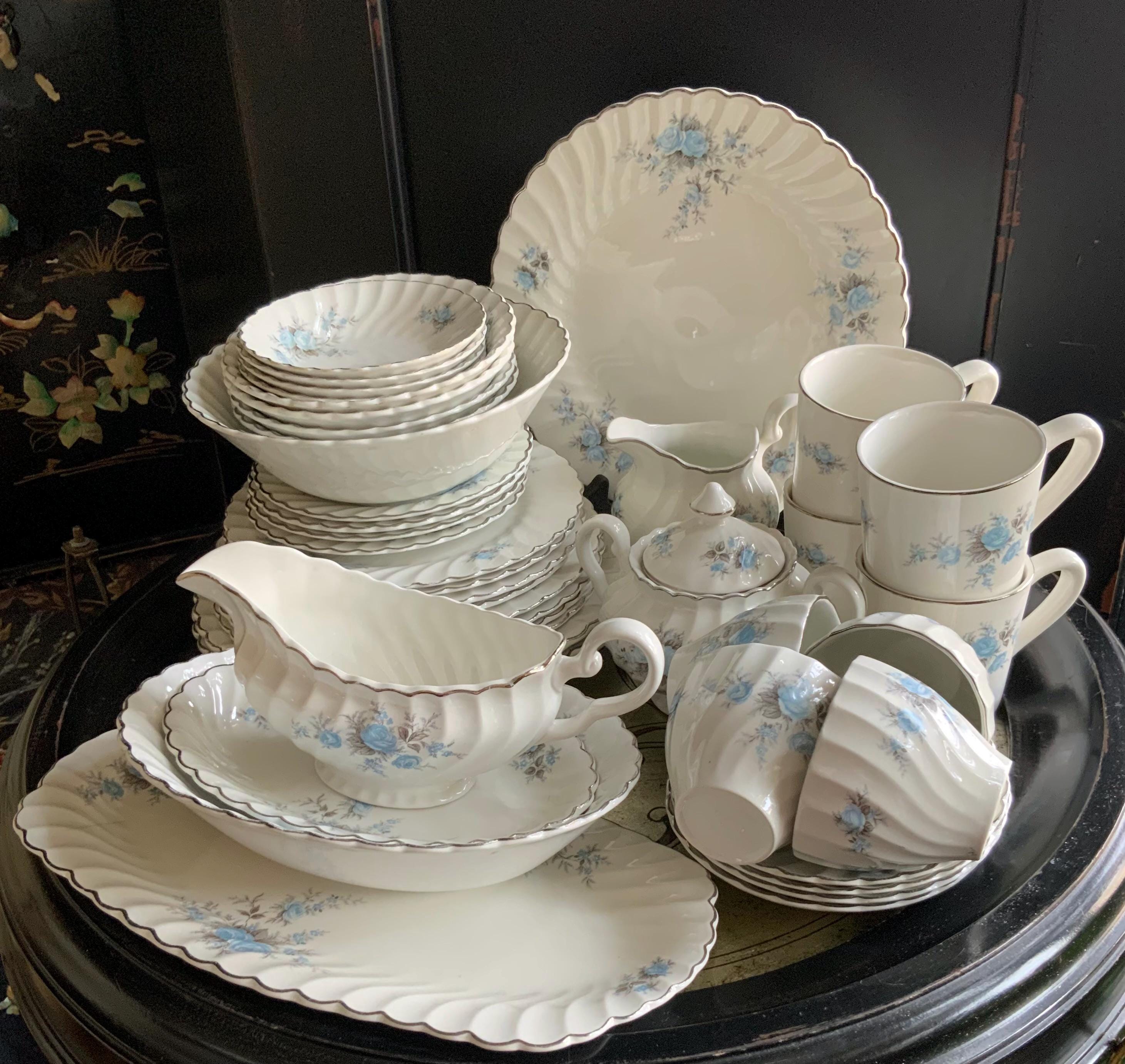 Lovely 44Pc Johnson Bros Snowhite Regency Ironstone Dinnerware Set 9Pc  Place Setting for Snow White Cottagecore Farmhouse Cabin