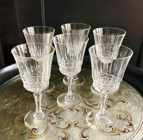 Sparkling Set of Six Cristal D'arques - Durand Barcelona Wine Glasses ~  Water Goblets - Made in France - Etsy