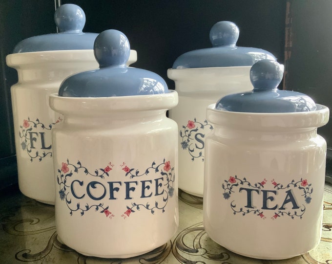 Great Shabby Chic Set of Four JAY Glazed Ceramic Corelle Prinston Style