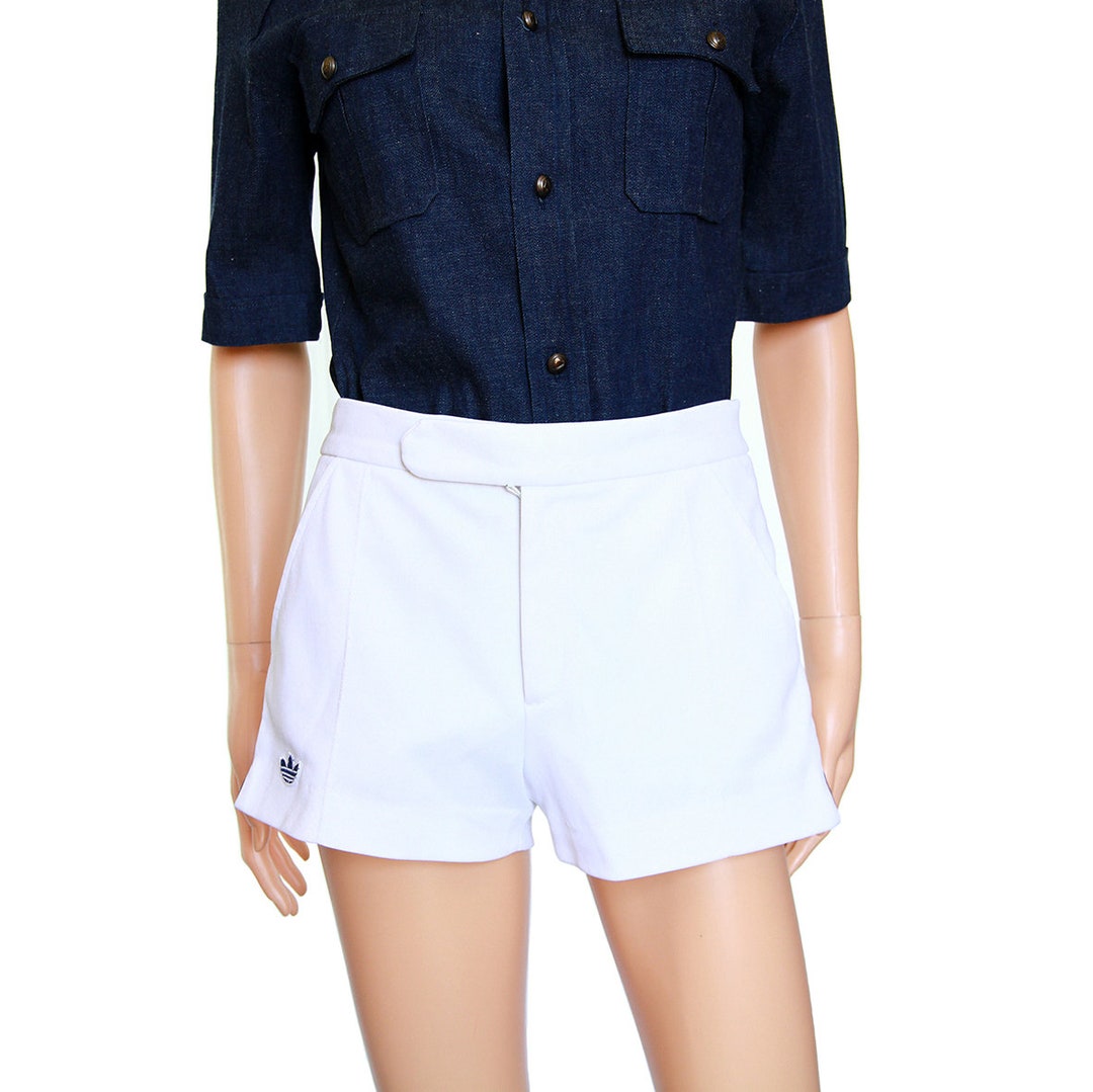 White Tennis Shorts With 3 Contrasting Navy Blue Stripes Etsy