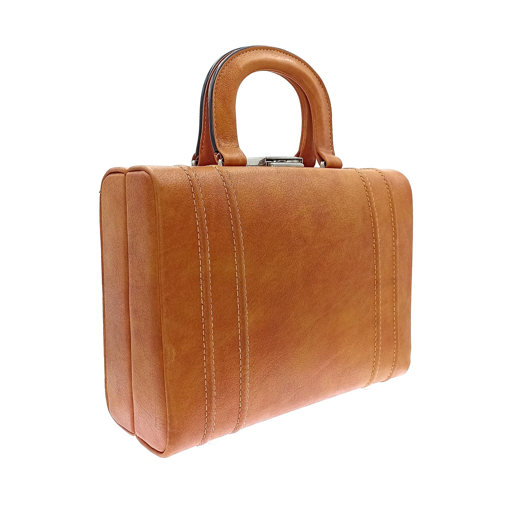 Vanity Case Vintage Années 60-70 – Skai Beige – Rangement Foulard