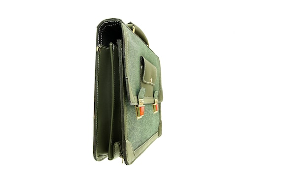 Vintage 80s School Bag in Khaki and Green Coated Fabric - Etsy Vintage 80s School Bag in Khaki and Green Coated Fabric - Etsy