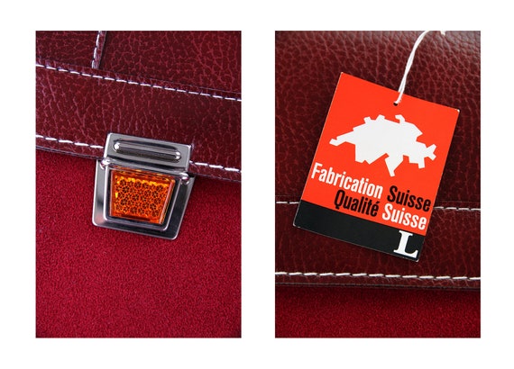 Leather satchel and red vinyl burgundy Vintage 80… - image 6