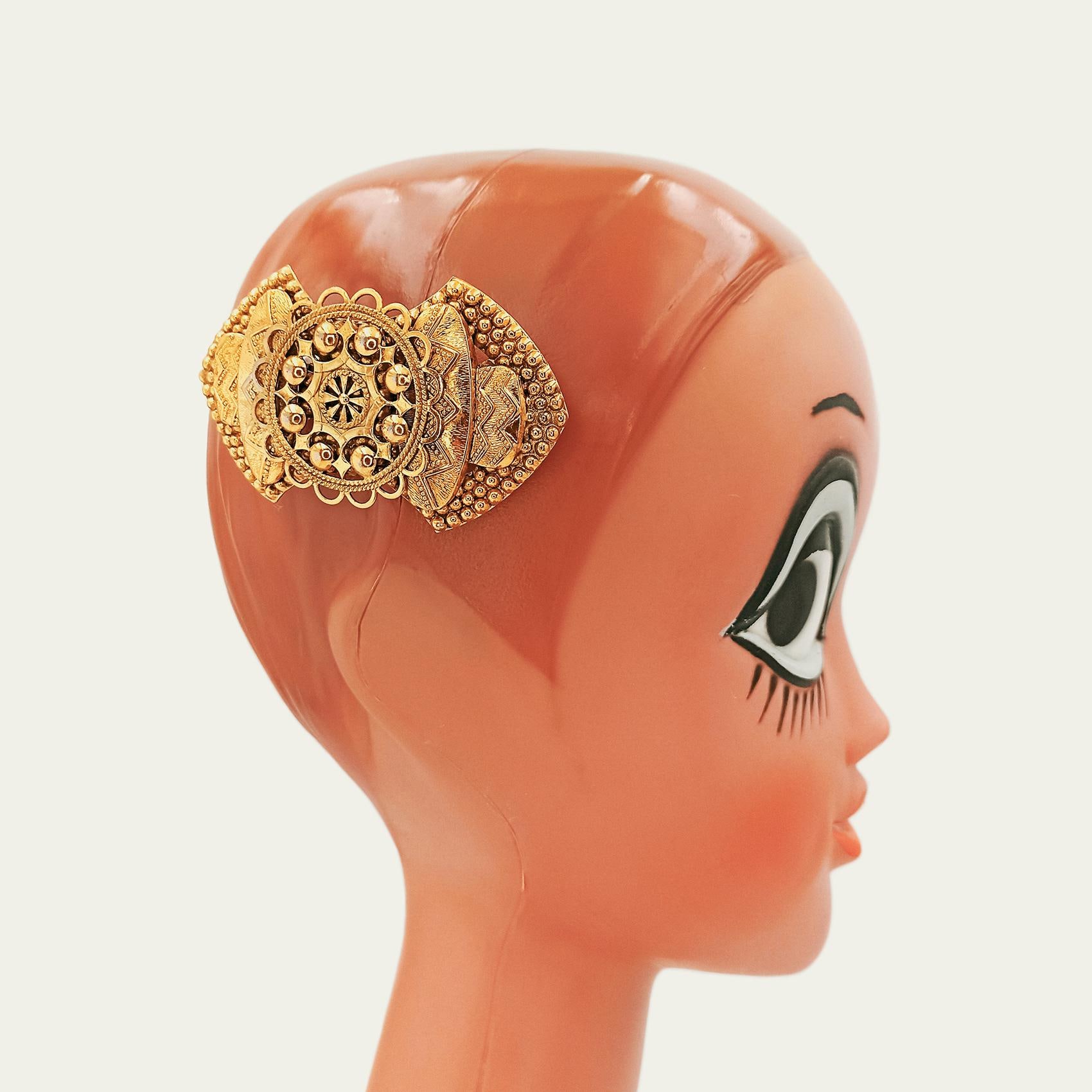Barrette à Cheveux Vintage Années 80 – Strass Et Perles – Argent Et Crème – Neuf Avec Défauts