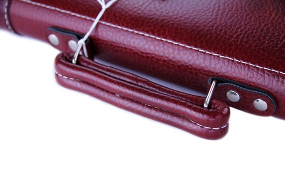 Leather satchel and red vinyl burgundy Vintage 80… - image 7