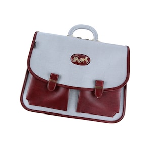 Vintage 70s MFS Briefcase in Grey and Burgundy Vinyl | Retro 70s PVC Briefcase | Deadstock | Made in France
