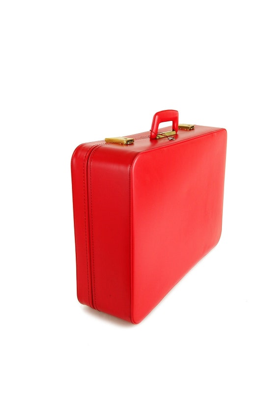 Vintage 70s red vinyl suitcase | MFS France | Larg