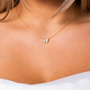 Free as a Butterfly Necklace (Mother Pearl) 18K Gold Plated - Dainty