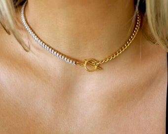 Cuban Chain And Diamonds Necklace (Lauren Bacall)