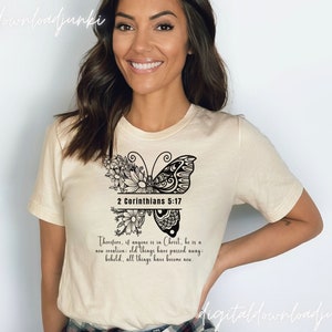 Butterfly 2 Corinthians 5:17 PNG - Christian T-Shirt Design (Digital Download)