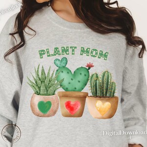 Diseño de sublimación PNG de "Mamá Planta" descargable al instante, amantes de las plantas, plantas de interior, mamá planta, camiseta con cita de plantas, diseño de taza